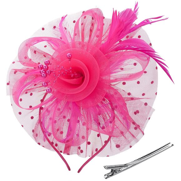Accessories - 7813 Fascinators Hatsfor Women, Tea Party Derby Hats Pink Fascinators Headband